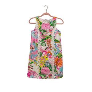 LILLY PULITZER for Target Girls Nosey Posey Floral Shift Dress Sz 10/12 Tropical